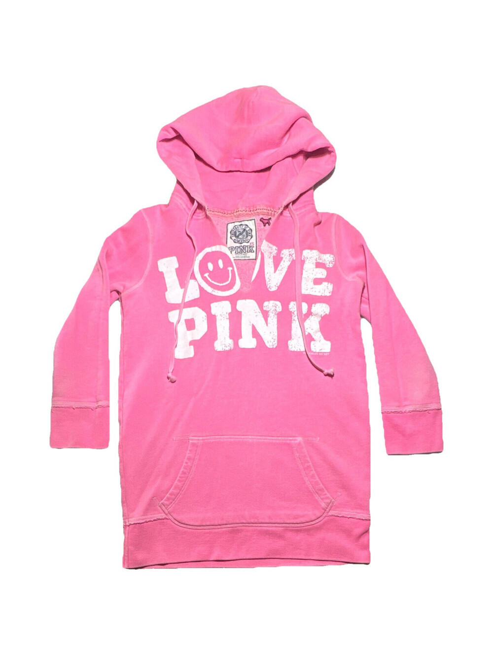 PINK Victoria's Secret Pullover Hoodie Cotton Blend Fleece Logo Pockets XS